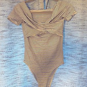 Black and white striped bodysuit, size medium